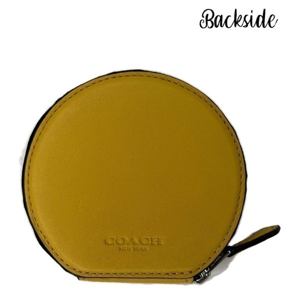 😃Coach Emoji Speechless Eyes Yellow Circle Coin Bag and Keychain Set NWT - Picture 3 of 12